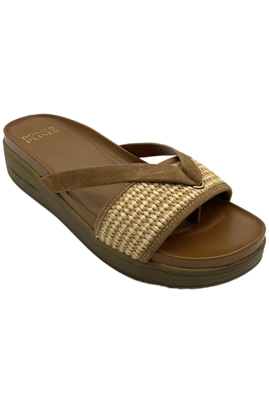 Donald Pliner Women's Farrahst Raffia Slip On Sandals Saddle - Medium